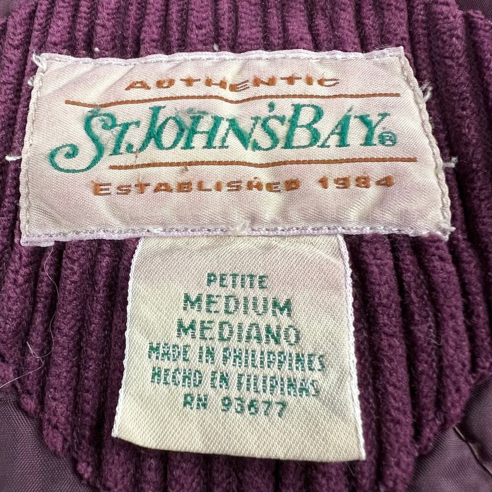 St. John's Bay Vintage Purple Corduroy Button Jacket Women's size Medium Petite - Picture 3 of 8